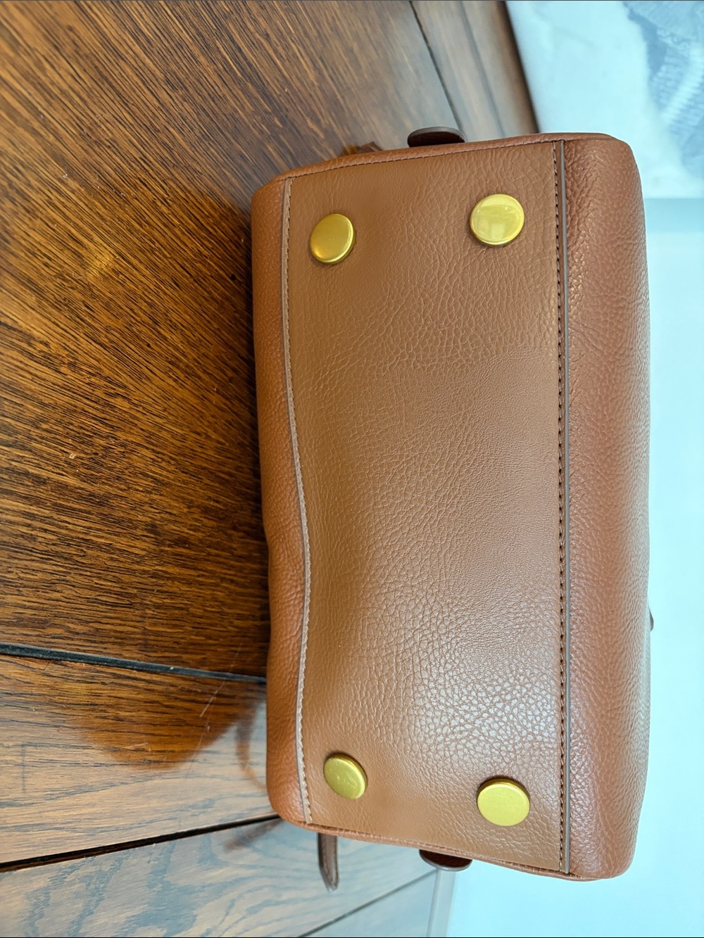 Fossil Sydney Leather Top-Handle Satchel medium brown Crossbody Two way Bag NWT - Picture 6 of 11